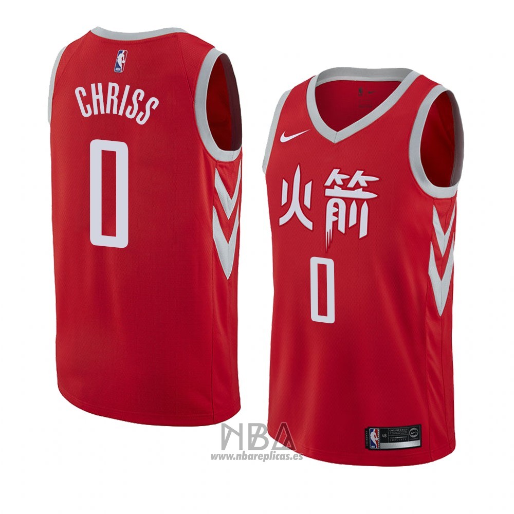 Camiseta Houston Rockets Marquese Chriss NO 0 Ciudad 2018 Rojo